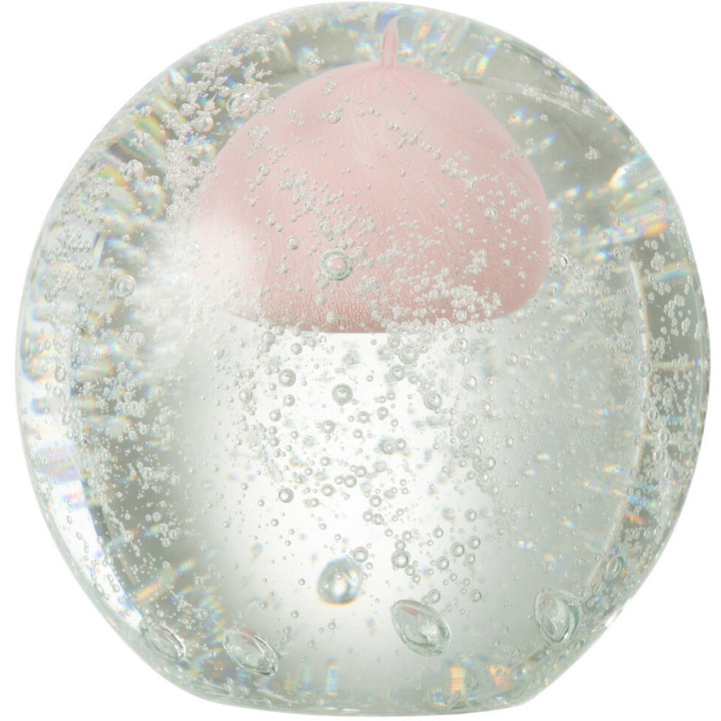 Sulfure Ronde Méduse Sthéno en Verre Rose 10 cm - 1