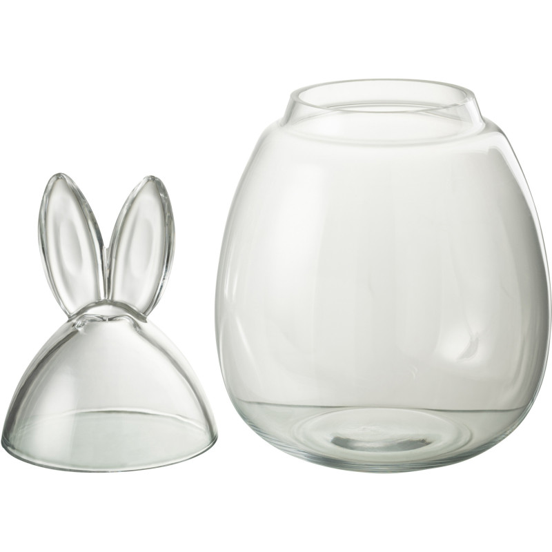 Bonbonnière XL avec couvercle Lapin Bunny en Verre Transparent - 3
