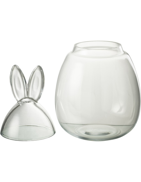 Bonbonnière XL avec couvercle Lapin Bunny en Verre Transparent - 3