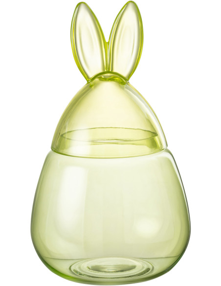 Bonbonnière avec couvercle Lapin Bunny en Verre Vert - 1
