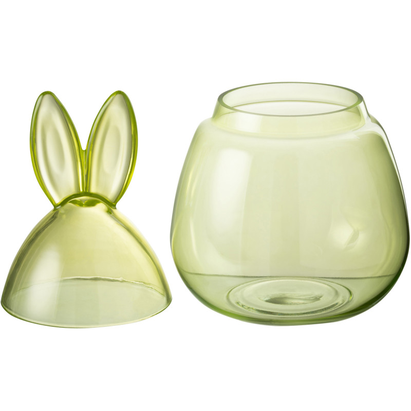 Bonbonnière avec couvercle Lapin Bunny en Verre Vert - 2
