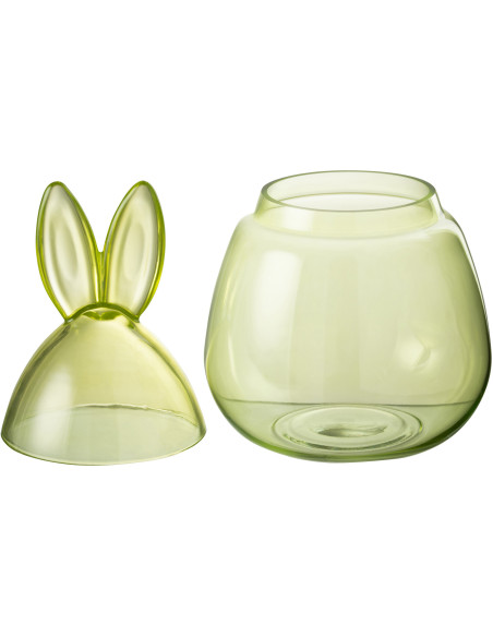 Bonbonnière avec couvercle Lapin Bunny en Verre Vert - 2