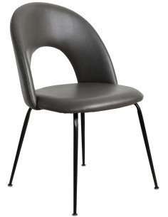 Chaise mid-century moderne en Polyuréthane Noir Métal Noir Bois MDF Enalya (Lot de 2) - 1