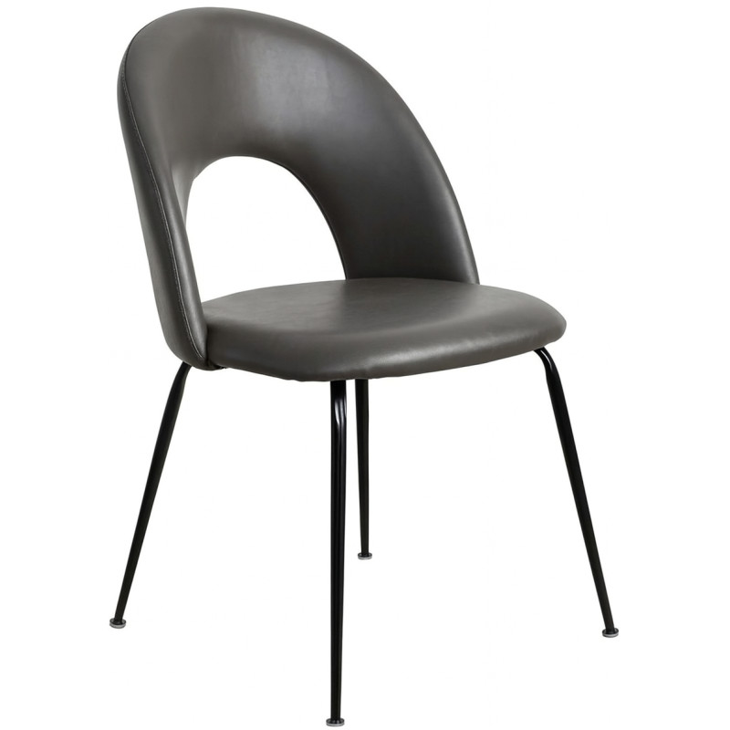 Chaise mid-century moderne en Polyuréthane Noir Métal Noir Bois MDF Enalya (Lot de 2) - 1