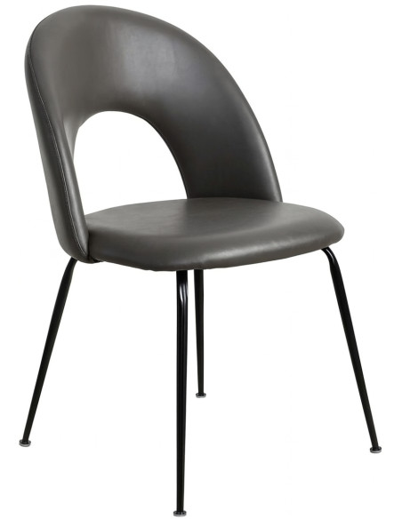 Chaise mid-century moderne en Polyuréthane Noir Métal Noir Bois MDF Enalya (Lot de 2) - 1