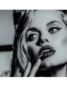 Grand Tableau mural impression sur verre Femme glamour 120x80 en Verre trempé Noir Blanc Livia - 3