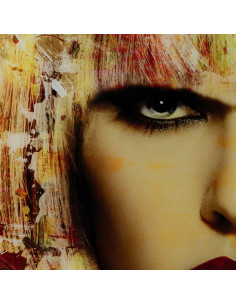 Grand Tableau mural impression sur verre Visage de femme 120x120 en Verre trempé Jaune Rouge Maira - 3