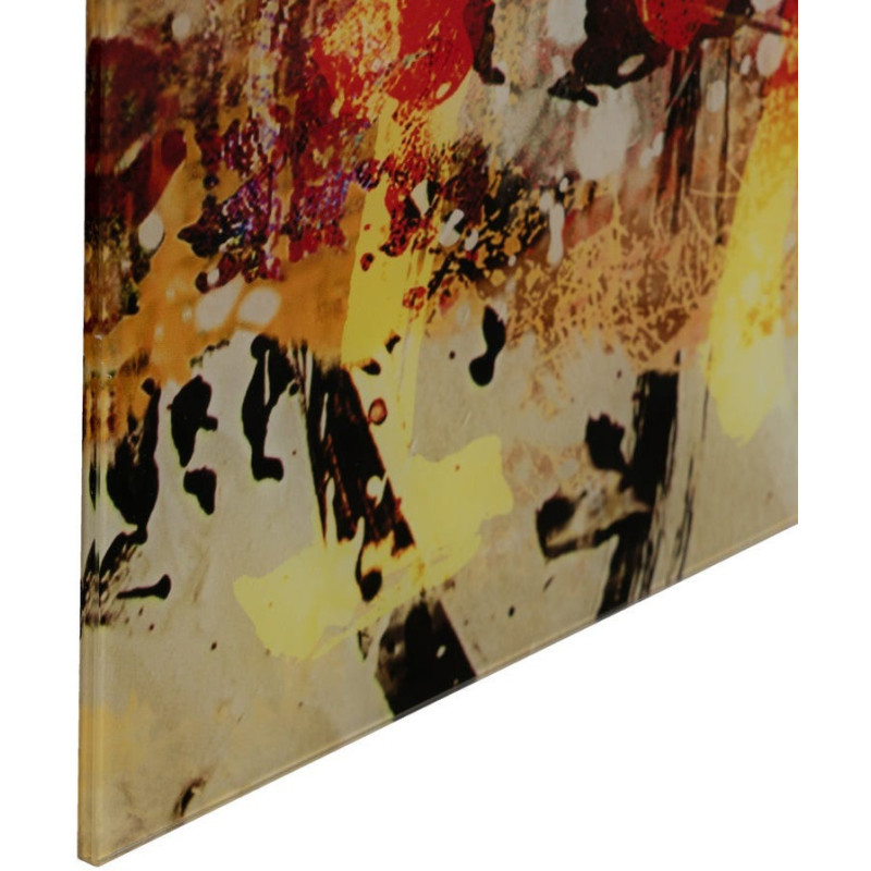 Grand Tableau mural impression sur verre Visage de femme 120x120 en Verre trempé Jaune Rouge Maira - 5