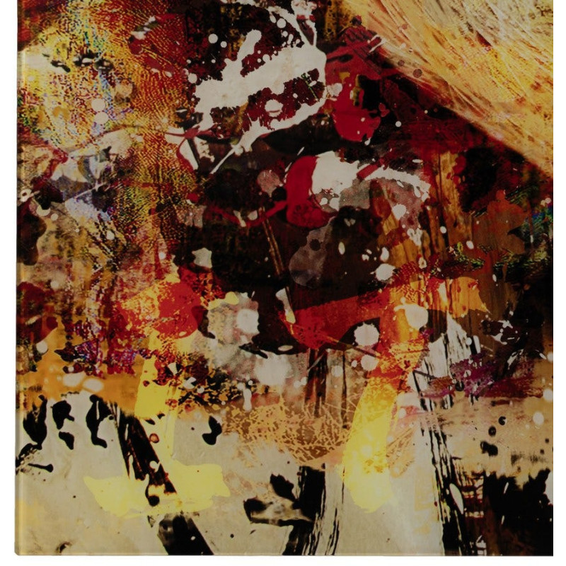 Grand Tableau mural impression sur verre Visage de femme 120x120 en Verre trempé Jaune Rouge Maira - 6