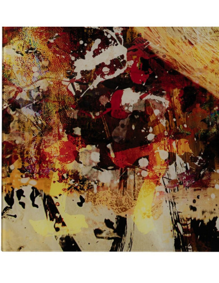 Grand Tableau mural impression sur verre Visage de femme 120x120 en Verre trempé Jaune Rouge Maira - 6