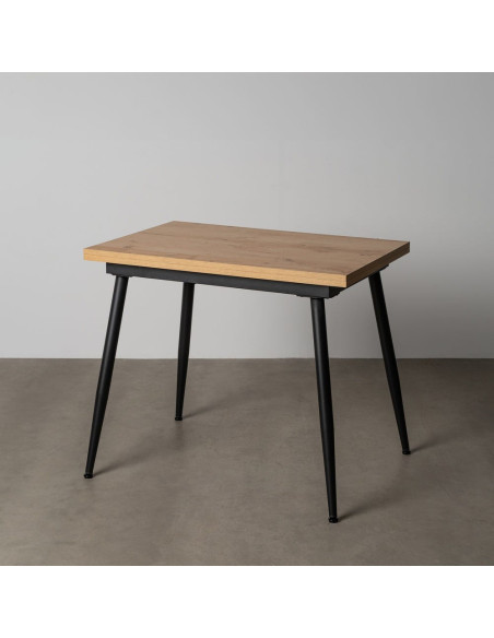 Table à manger extensible moderne Rectangulaire en Bois MDF Naturel Métal Noir Celia - 2