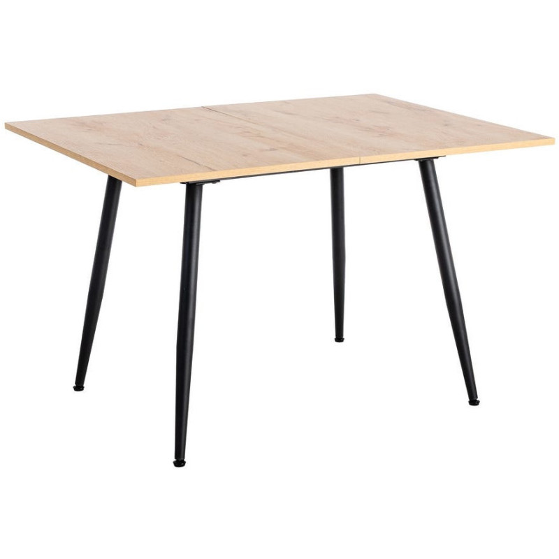 Table à manger extensible moderne Rectangulaire en Bois MDF Naturel Métal Noir Celia - 4