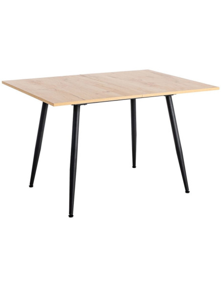 Table à manger extensible moderne Rectangulaire en Bois MDF Naturel Métal Noir Celia - 4
