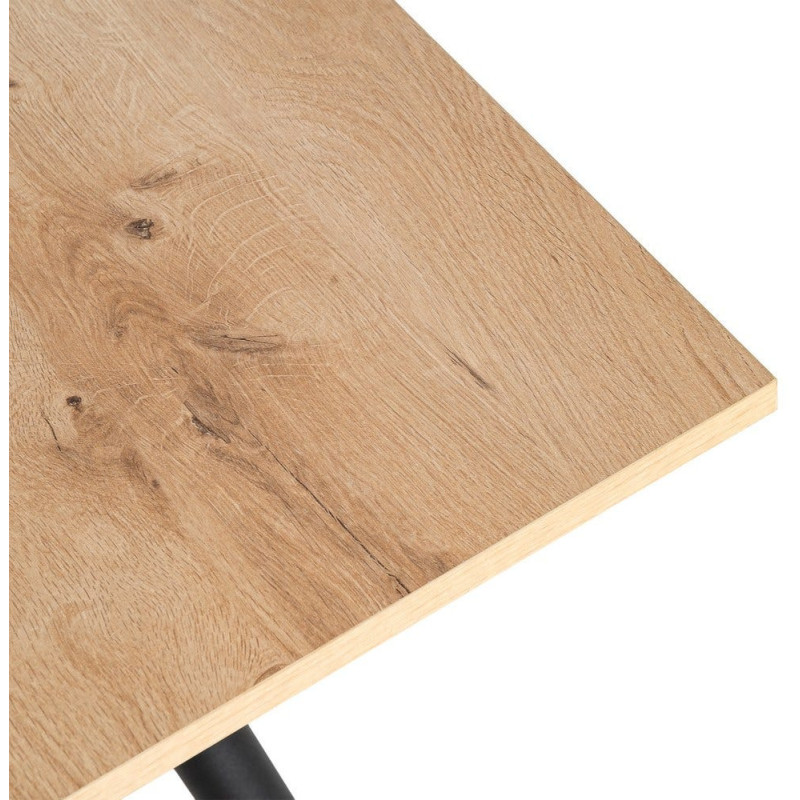 Table à manger extensible moderne Rectangulaire en Bois MDF Naturel Métal Noir Celia - 5