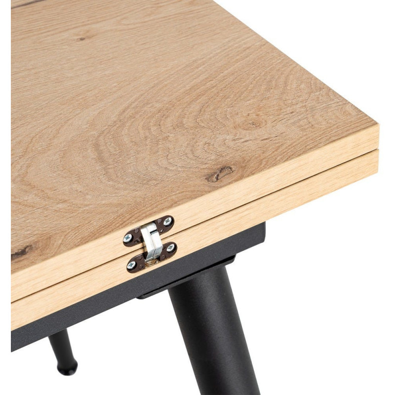 Table à manger extensible moderne Rectangulaire en Bois MDF Naturel Métal Noir Celia - 6