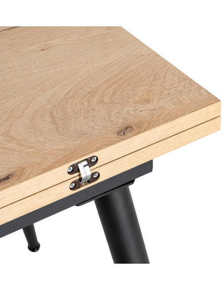 Table à manger extensible moderne Rectangulaire en Bois MDF Naturel Métal Noir Celia - 6
