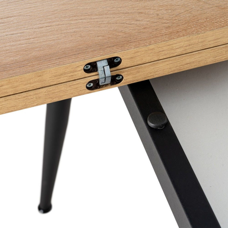 Table à manger extensible moderne Rectangulaire en Bois MDF Naturel Métal Noir Celia - 8