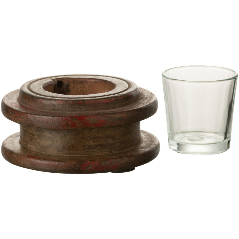 Photophore original en bois vieilli et verre 11 cm - 4