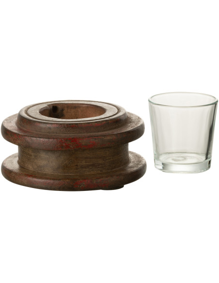 Photophore original en bois vieilli et verre 11 cm - 4