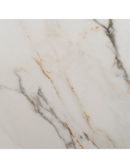 Grande Table à manger extensible moderne Rectangulaire 12 personnes en Céramique Blanc Effet marbre Métal Noir Verre Iriya - 5