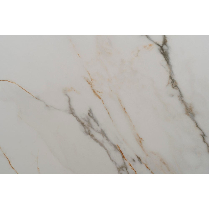 Grande Table à manger extensible moderne Rectangulaire 12 personnes en Céramique Blanc Effet marbre Métal Noir Verre Iriya - 8