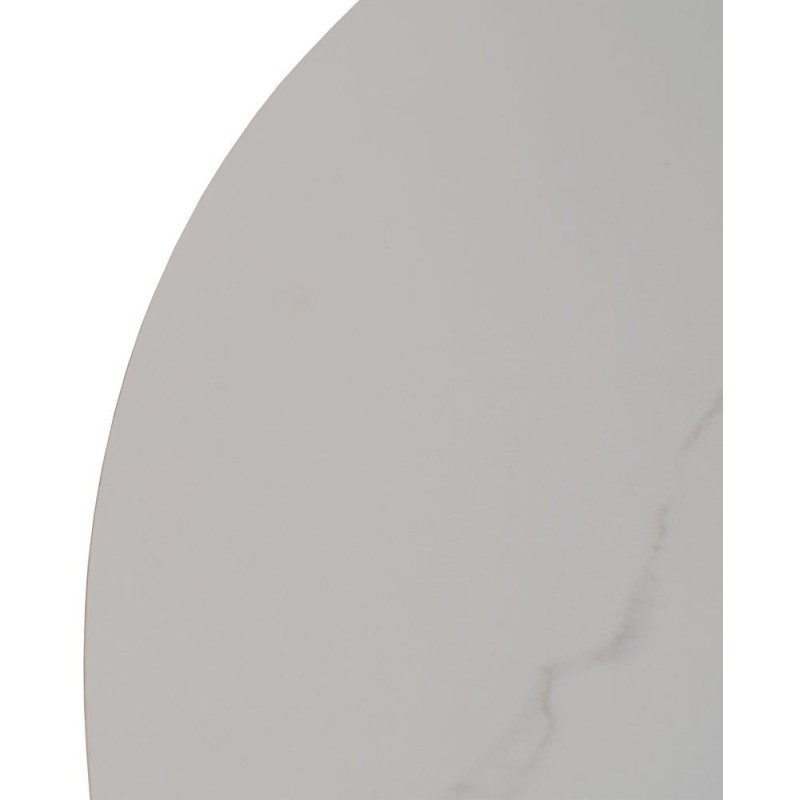 Table à manger extensible moderne chic Ovale 6 personnes en Céramique Blanc Effet marbre Métal Noir Nayat - 3