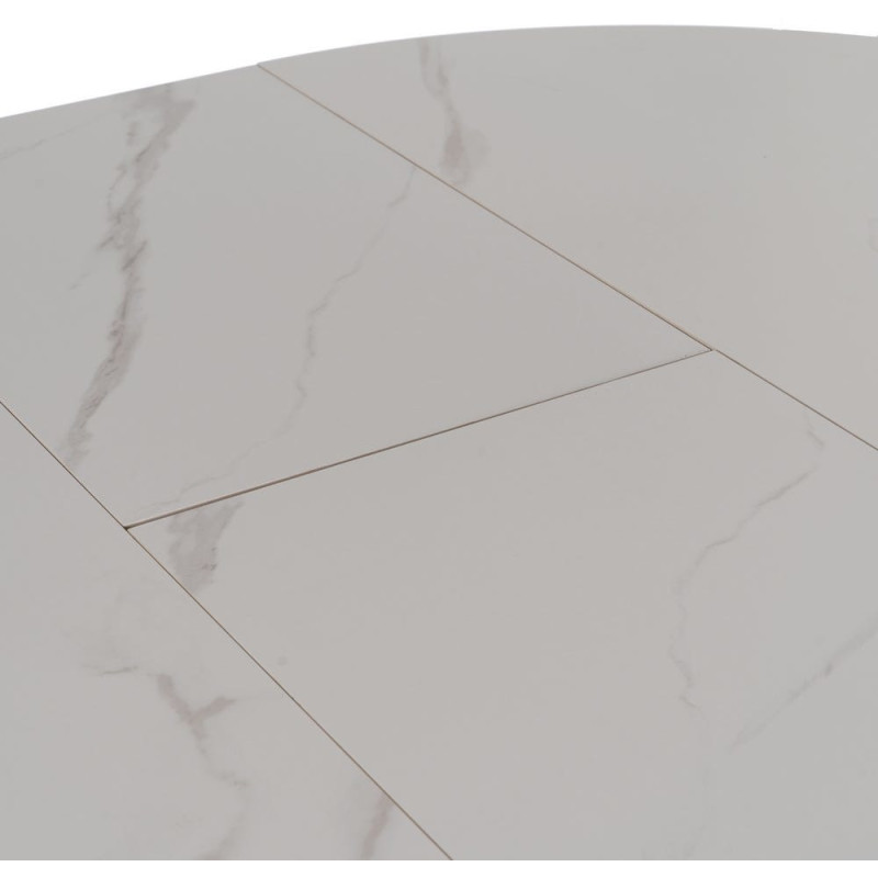Table à manger extensible moderne chic Ovale 6 personnes en Céramique Blanc Effet marbre Métal Noir Nayat - 4