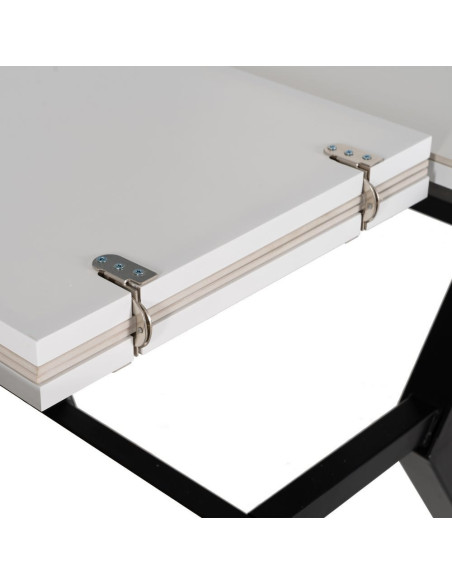 Table à manger extensible moderne chic Ovale 6 personnes en Céramique Blanc Effet marbre Métal Noir Nayat - 7