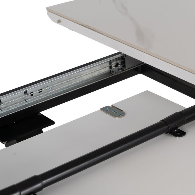 Table à manger extensible moderne chic Ovale 6 personnes en Céramique Blanc Effet marbre Métal Noir Nayat - 8