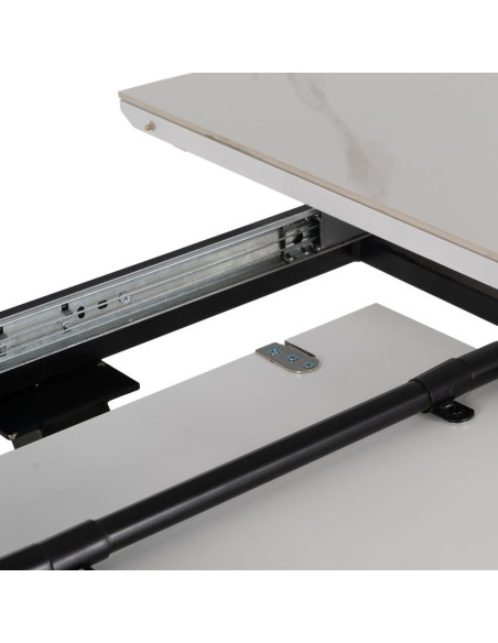 Table à manger extensible moderne chic Ovale 6 personnes en Céramique Blanc Effet marbre Métal Noir Nayat - 8