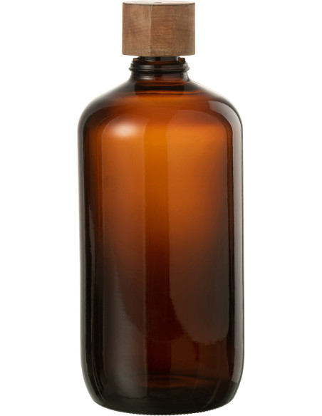 Bouteille déco style vintage en verre marron 33 cm - 1