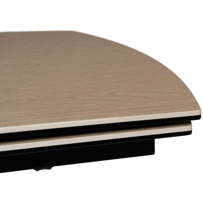 Grande Table à manger extensible moderne Rectangulaire 12 personnes en Céramique Naturel Effet bois Métal Noir Verre Iriya - 6