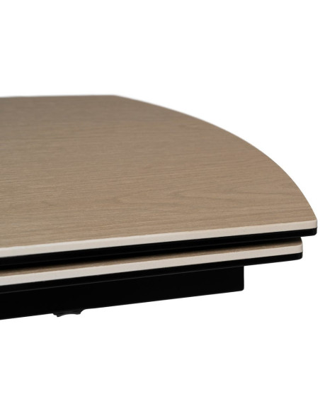 Grande Table à manger extensible moderne Rectangulaire 12 personnes en Céramique Naturel Effet bois Métal Noir Verre Iriya - 6