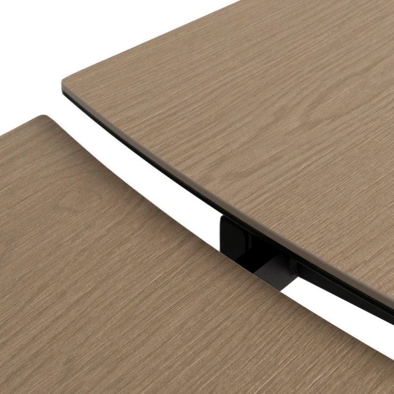 Grande Table à manger extensible moderne Rectangulaire 12 personnes en Céramique Naturel Effet bois Métal Noir Verre Iriya - 8