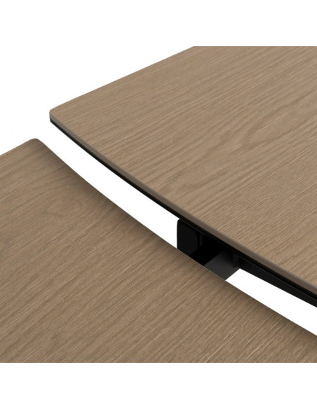 Grande Table à manger extensible moderne Rectangulaire 12 personnes en Céramique Naturel Effet bois Métal Noir Verre Iriya - 8