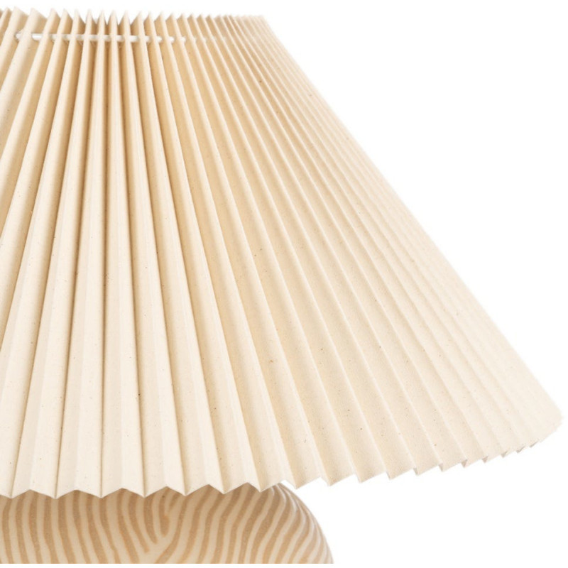Grande Lampe à poser style néo vintage années 70 Hauteur 58 cm en Céramique Tissu PVC Beige Yadiel - 4