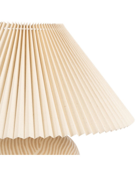 Grande Lampe à poser style néo vintage années 70 Hauteur 58 cm en Céramique Tissu PVC Beige Yadiel - 4