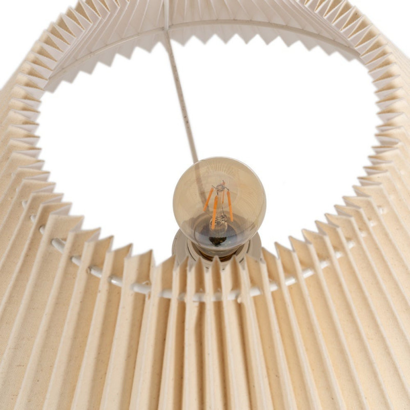 Grande Lampe à poser style néo vintage années 70 Hauteur 58 cm en Céramique Tissu PVC Beige Yadiel - 5