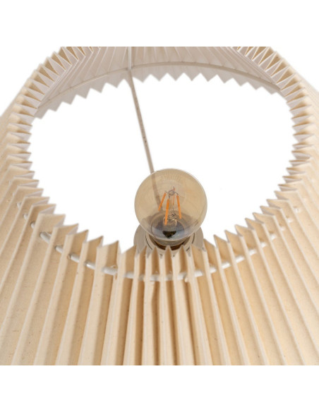 Grande Lampe à poser style néo vintage années 70 Hauteur 58 cm en Céramique Tissu PVC Beige Yadiel - 5