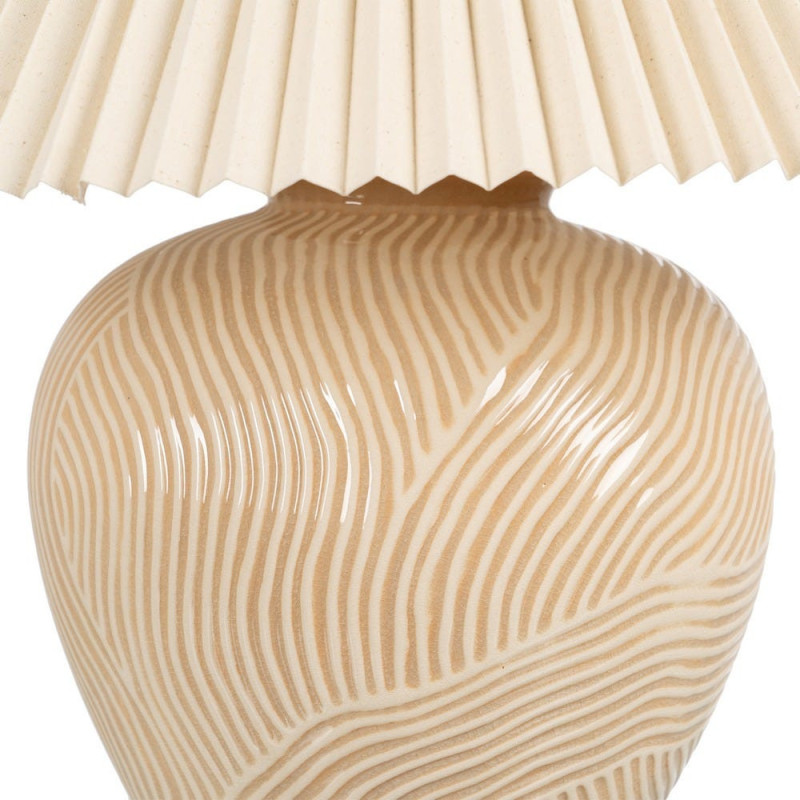 Grande Lampe à poser style néo vintage années 70 Hauteur 58 cm en Céramique Tissu PVC Beige Yadiel - 6