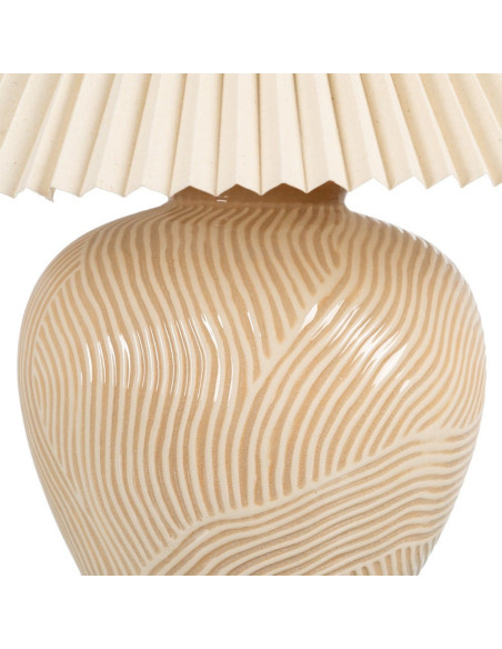 Grande Lampe à poser style néo vintage années 70 Hauteur 58 cm en Céramique Tissu PVC Beige Yadiel - 6
