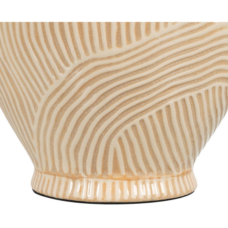 Grande Lampe à poser style néo vintage années 70 Hauteur 58 cm en Céramique Tissu PVC Beige Yadiel - 9