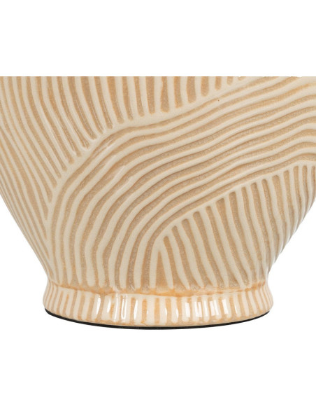 Grande Lampe à poser style néo vintage années 70 Hauteur 58 cm en Céramique Tissu PVC Beige Yadiel - 9