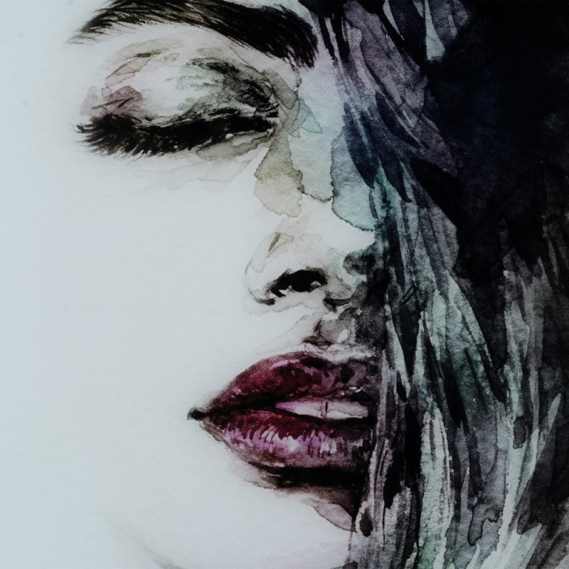 Grand Tableau mural impression sur verre Visage de femme 120x120 en Verre trempé Noir Blanc Nilda - 3