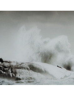 Grand Tableau mural impression sur verre Phare Tempête 120x70 en Verre trempé Noir Blanc Norah - 3