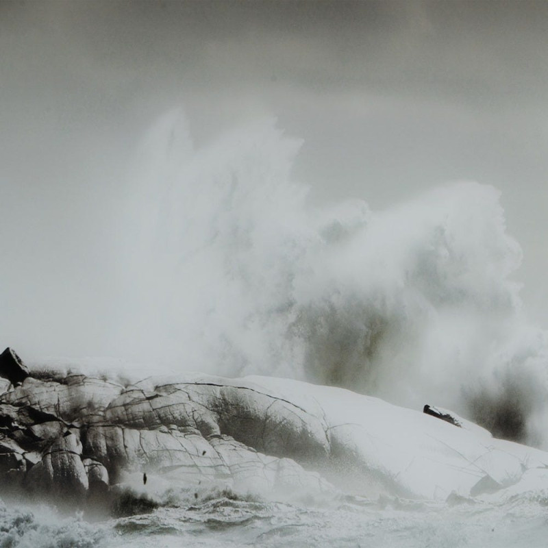 Grand Tableau mural impression sur verre Phare Tempête 120x70 en Verre trempé Noir Blanc Norah - 3
