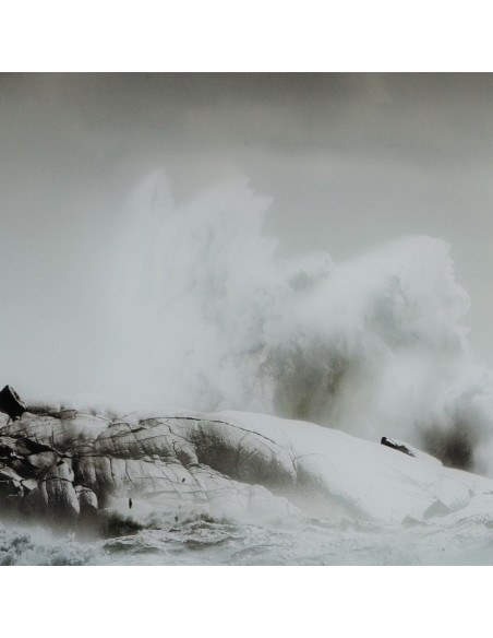 Grand Tableau mural impression sur verre Phare Tempête 120x70 en Verre trempé Noir Blanc Norah - 3