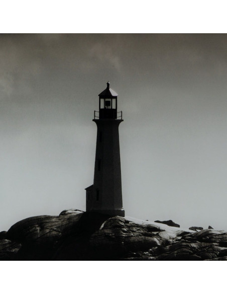 Grand Tableau mural impression sur verre Phare Tempête 120x70 en Verre trempé Noir Blanc Norah - 4