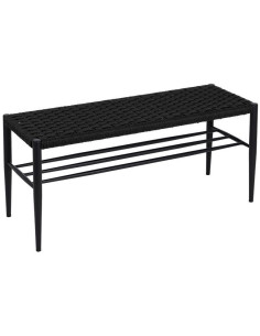 Banc d’entrée noir corde tressée métal 100 cm Xove Ixia - 1