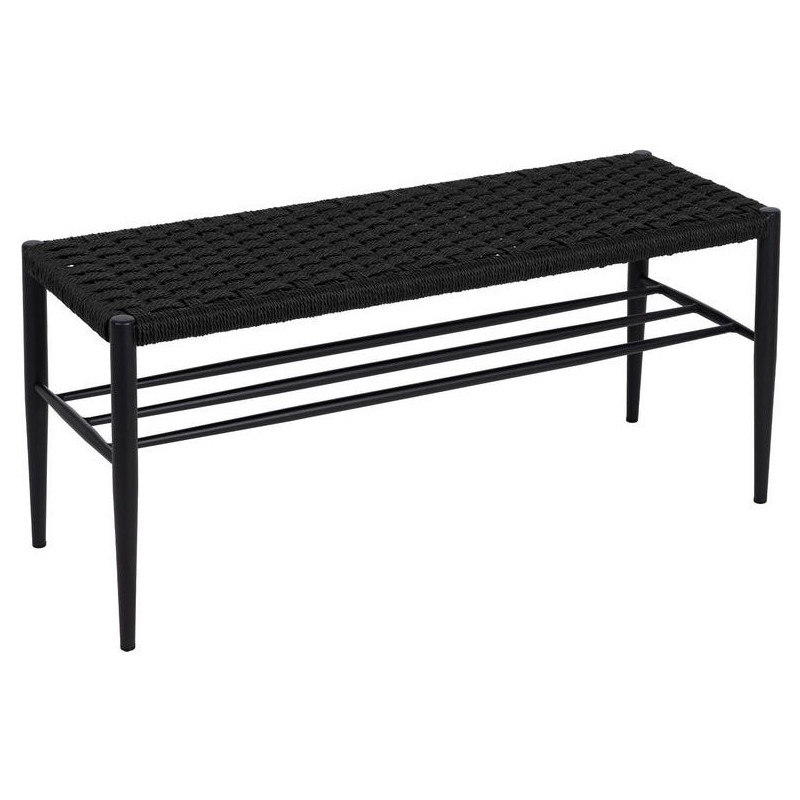 Banc d’entrée noir corde tressée métal 100 cm Xove Ixia - 1